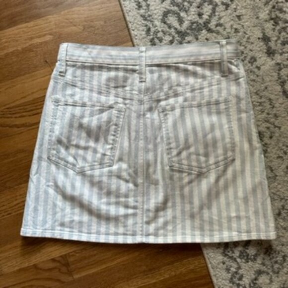 MADEWELL Stretch A-Line Miniskirt in Pomano Stripe 28/6 | blue white denim skirt - Picture 3 of 8
